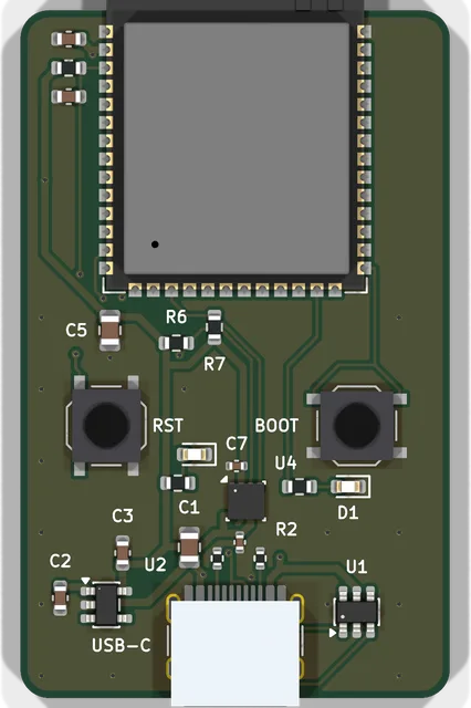 ESP32-S3 weather sensor, top view of the KiCad render